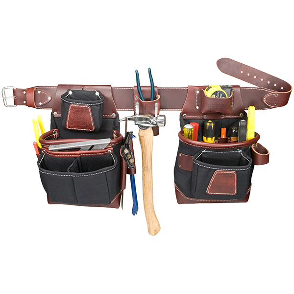OCCIDENTAL 8580 LG BLACK NYLON/RED LEATHER FATLIP TOOL BELT SET